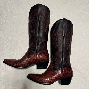 Burgundy Python boots